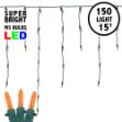Orange (amber) LED Icicle Lights on Green Wire 150 Bulbs