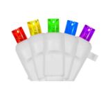 Rainbow LED Icicle Lights on White Wire 70 Bulbs