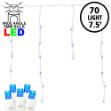Blue LED Icicle Lights on White Wire 70 Bulbs