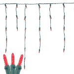 Red LED Icicle Lights on Green Wire 150 Bulbs