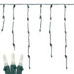 Warm White LED Icicle Lights on Green Wire 150 Bulbs