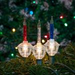 Red/Clear/Blue Bubble Light Clear Base Set with Silver Glitter