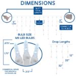 Warm White LED Icicle Lights on White Wire 150 Bulbs