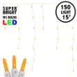 Orange (amber) LED Icicle Lights on White Wire 150 Bulbs