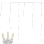 Coaxial Warm White LED Icicle Lights on White Wire 150 Bulbs