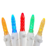 Coaxial Multi Color LED Icicle Lights on White Wire 150 Bulbs
