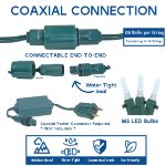 Coaxial Warm White LED Icicle Lights on White Wire 150 Bulbs