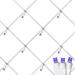 Purple LED Net Lights, White Wire 4x6