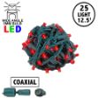 Coaxial 25 LED Red 6" Spacing Green Wire