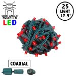 Coaxial 25 LED Red 6" Spacing Green Wire
