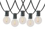 25 Solar LED Filament G40 Globe String Light Set with Warm White Bulbs on Black Wire