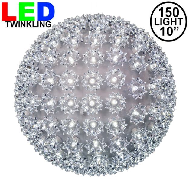 150 Twinkle LED 10" Sphere Pure White