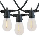24 Warm White Plastic LED S14 Commercial Grade Light String Set on 48' of Black Wire Shatterproof