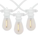 24 Warm White Plastic LED S14 Commercial Grade Light String Set on 48' of White Wire Shatterproof