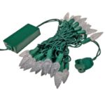 *NEW* Colorwave Red-Green 35 LED C6 Strawberry Mini Lights Commercial Grade on Green Wire