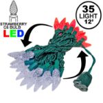 *NEW* Colorwave Red-Pure White 35 LED C6 Strawberry Mini Lights Commercial Grade on Green Wire