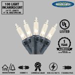 Black Wire Clear Christmas Mini Lights 100 Light 34 Feet Long