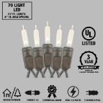 70 Light Traditional T5 Warm White LED Mini Lights Brown Wire