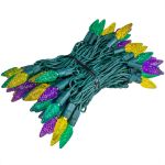 *NEW* TrueTwinkle® Yellow/Purple/Green 70 LED C6 Strawberry Mini Lights Commercial Grade on Green Wire