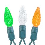 *NEW* TrueTwinkle® Green/White/Orange 70 LED C6 Strawberry Mini Lights Commercial Grade on Green Wire