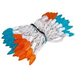 Teal and Orange 70 LED C6 Strawberry Mini Lights Commercial Grade on White Wire