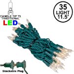 35 Light Traditional T5 Warm White LED Mini Lights Green Wire