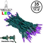 35 Light Traditional T5 Purple LED Mini Lights Green Wire