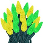 Green and Yellow 70 LED C6 Strawberry Mini Lights Commercial Grade Green Wire
