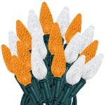 Orange and White 70 LED C6 Strawberry Mini Lights Commercial Grade Green Wire