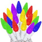 Rainbow 70 LED C6 Strawberry Mini Lights Commercial Grade on White Wire