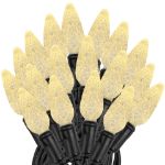 Warm White 70 LED C6 Strawberry Mini Lights Commercial Grade Black Wire