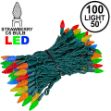 Multi 100 LED C6 Strawberry Mini Lights Commercial Grade Green Wire