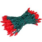 Red 100 LED C6 Strawberry Mini Lights Commercial Grade Green Wire