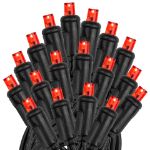 Commercial Grade Wide Angle 100 LED Red 34' Long Black Wire