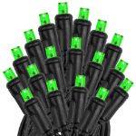 Commercial Grade Wide Angle 100 LED Green 34' Long Black Wire
