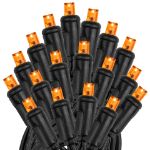 Commercial Grade Wide Angle 100 LED Orange 34' Long Black Wire