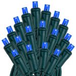 Commercial Grade Wide Angle 70 LED Blue 24' Long on Green Wire