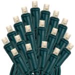 Commercial Grade Wide Angle 70 LED Warm White 35.5' Long on Green Wire