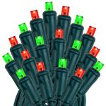 Commercial Grade Wide Angle 50 LED Red/Green 25' Long on Green Wire
