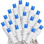 Commercial Grade Wide Angle 50 LED Blue 25' Long on White Wire