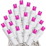 Commercial Grade Wide Angle 50 LED Pink 25' Long White Wire