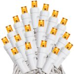50 LED Amber LED Christmas Lights 11' Long on White Wire 