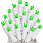50 LED Green LED Christmas Lights 11' Long on White Wire