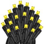 50 LED Yellow LED Christmas Lights 11' Long on Black Wire