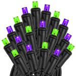 *NEW* TrueTwinkle® LED Mini Lights 50 LED Purple & Lime 25' Long Black Wire