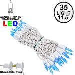 35 Light Traditional T5 Blue LED Mini Lights White Wire