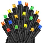 50 LED Multi LED Christmas Lights 11' Long on Black Wire