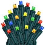 20 Light Non Connectable Multi LED Mini Lights Green Wire