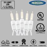 35 Light Traditional T5 Warm White LED Mini Lights White Wire