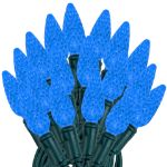 Coaxial *NEW* TrueTwinkle® Blue 70 LED C6 Strawberry Mini Lights Commercial Grade on Green Wire